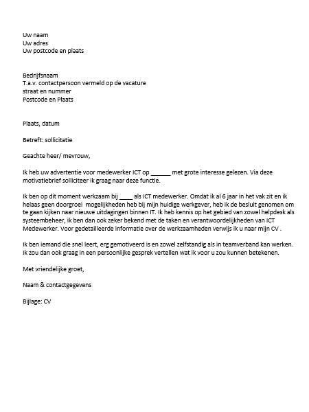 Voorbeeld Sollicitatiebrief