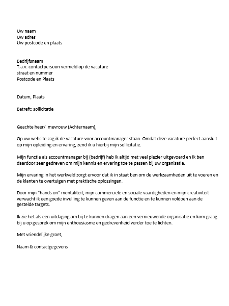 Voorbeeld Sollicitatiebrief