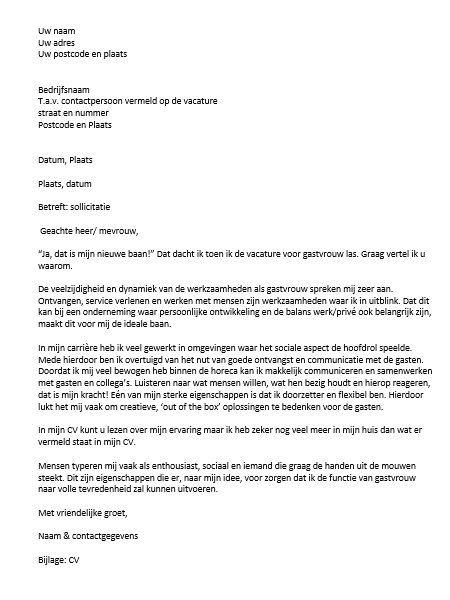 Voorbeeld Sollicitatiebrief