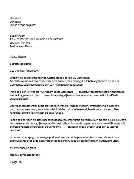 Voorbeeld Sollicitatiebrief