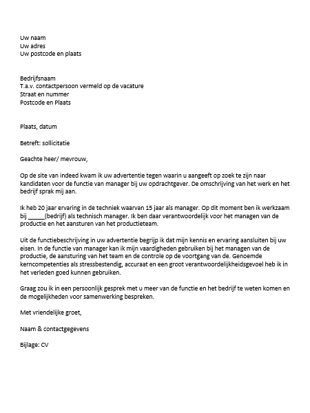 Voorbeeld Sollicitatiebrief