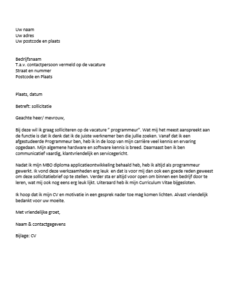 Voorbeeld Sollicitatiebrief