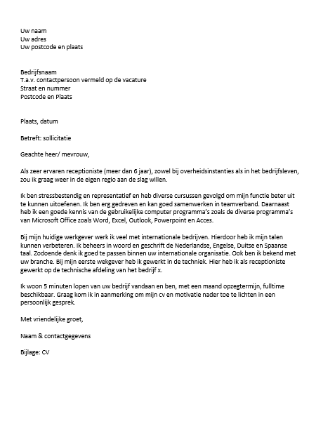 Sollicitatiebrief Voorbeeld