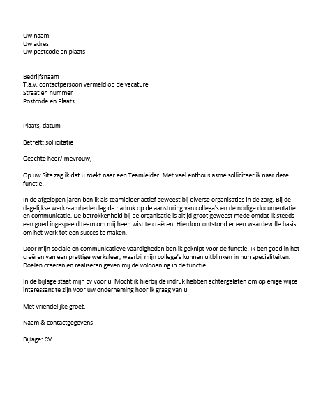 Voorbeeld Sollicitatiebrief