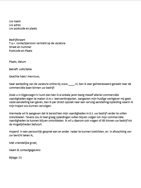 Voorbeeld Sollicitatiebrief