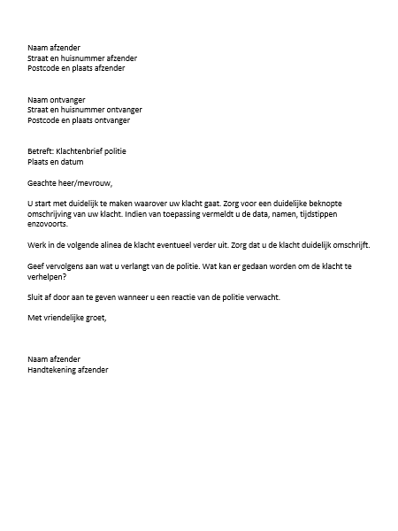 Voorbeeld Klachtenbrief