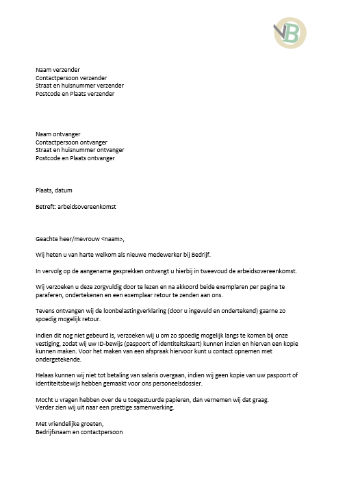 brief voorbeeld