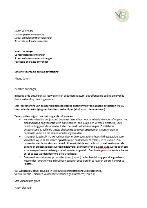 brief voorbeeld