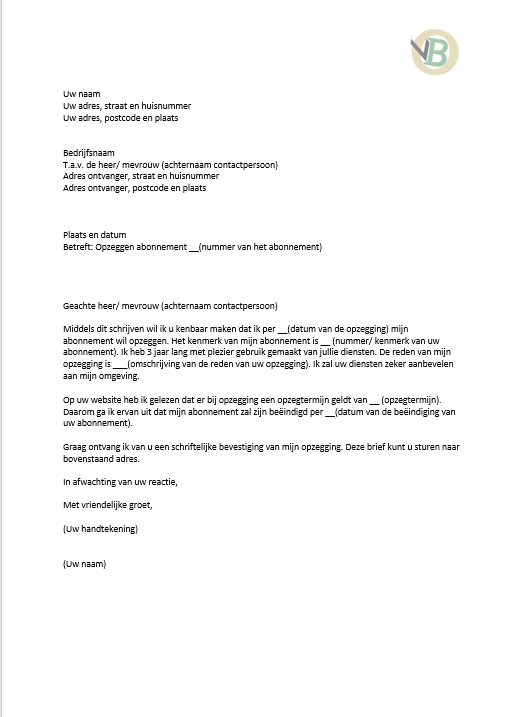brief voorbeeld