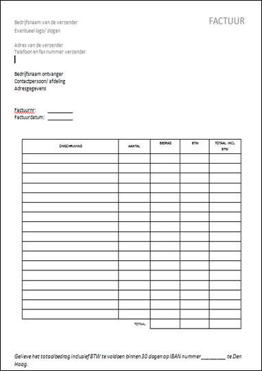 Factuur Voorbeeld Word