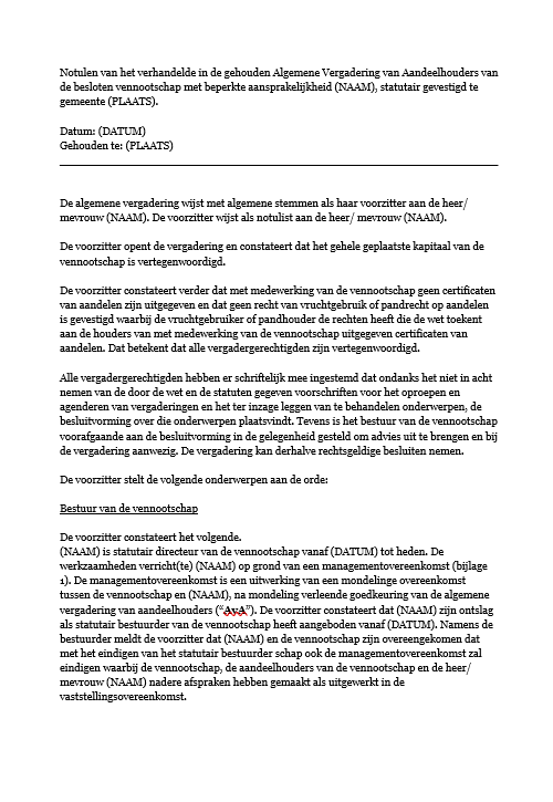 Voorbeeld notulen AVA