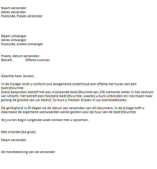 Voorbeeld Offerte